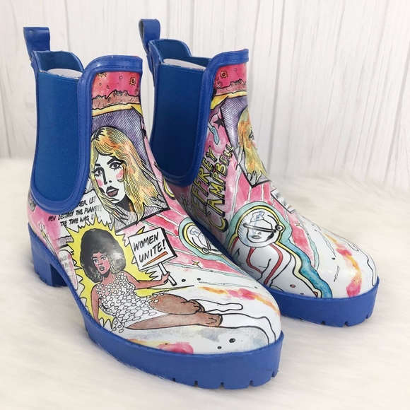 Jeffrey Campbell Cloudy Chelsea Rain Boot Comic - Picture 2 of 7